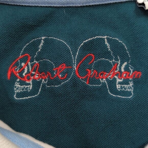 Robert Graham White/Blue Trim Polo, Men's 2XL - Picture 11 of 12